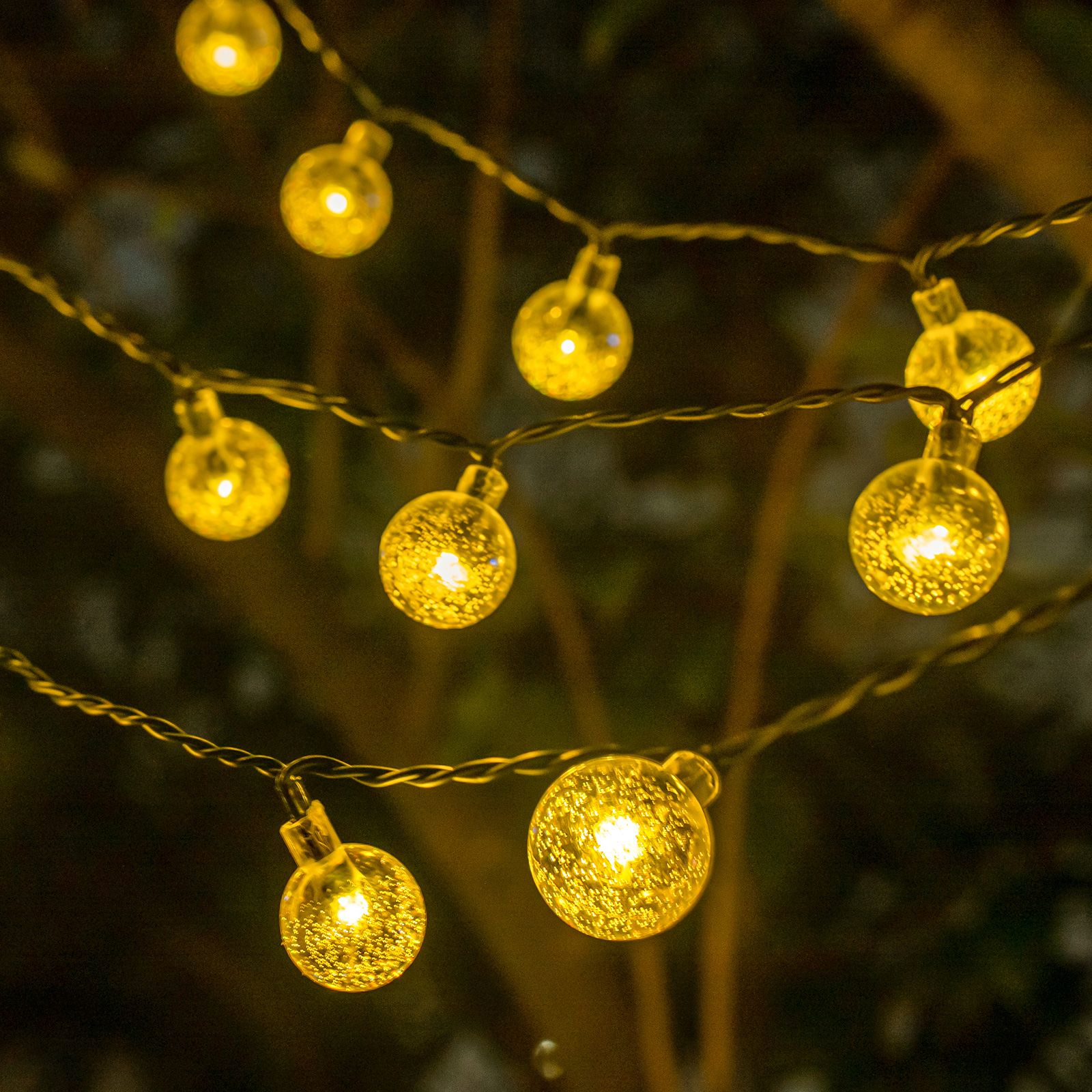 Outdoor camping atmosphere lights arranged tent ceiling decorative lights Round lights string lights flashing lights string lights Full Star solar charging 2200mA large battery warm light